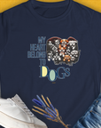 My Heart Belong To Dogs, Volume 1, Women's T-Shirt-Navy. A dog-themed Design from Dog Gang