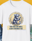 One Human Year = Ten Dog Years, Volume 2, Unisex T-Shirt-White. A perfect gift for dog lovers and dog owners. Design by Dog Gang
