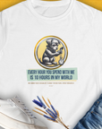 One Human Year = Ten Dog Years, Volume 1, Women's T-Shirt-White. For dog lovers and dog owners. Design by Dog Gang