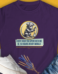 One Human Year = Ten Dog Years, Volume 1, Women's T-Shirt-Purple-a funny shirt for dog lovers and dog owners, designed by Dog Gang of Switzerland, printed locally in your region
