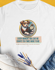 One Human Year = Ten Dog Years, Volume 3, Women's T-Shirt-White. For dog lovers and dog owners. Design by Dog Gang