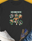Unleash-Series (Here Comes The Fun), Volume 4, Women's T-Shirt-Black. A perfect gift for dog lovers and dog owners. Design by Dog Gang