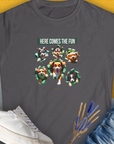 Unleash-Series (Here Comes The Fun), Volume 4, Women's T-Shirt-Charcoal. A dog-themed Design from Dog Gang