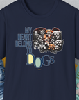 My Heart Belong To Dogs, Volume 1, Unisex T-Shirt-Navy, Design by Dog Gang